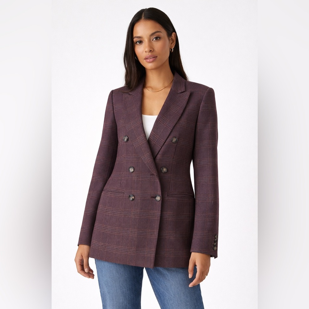 WILFRED | Aritzia Plaid Double-Breasted Blazer | Size 4